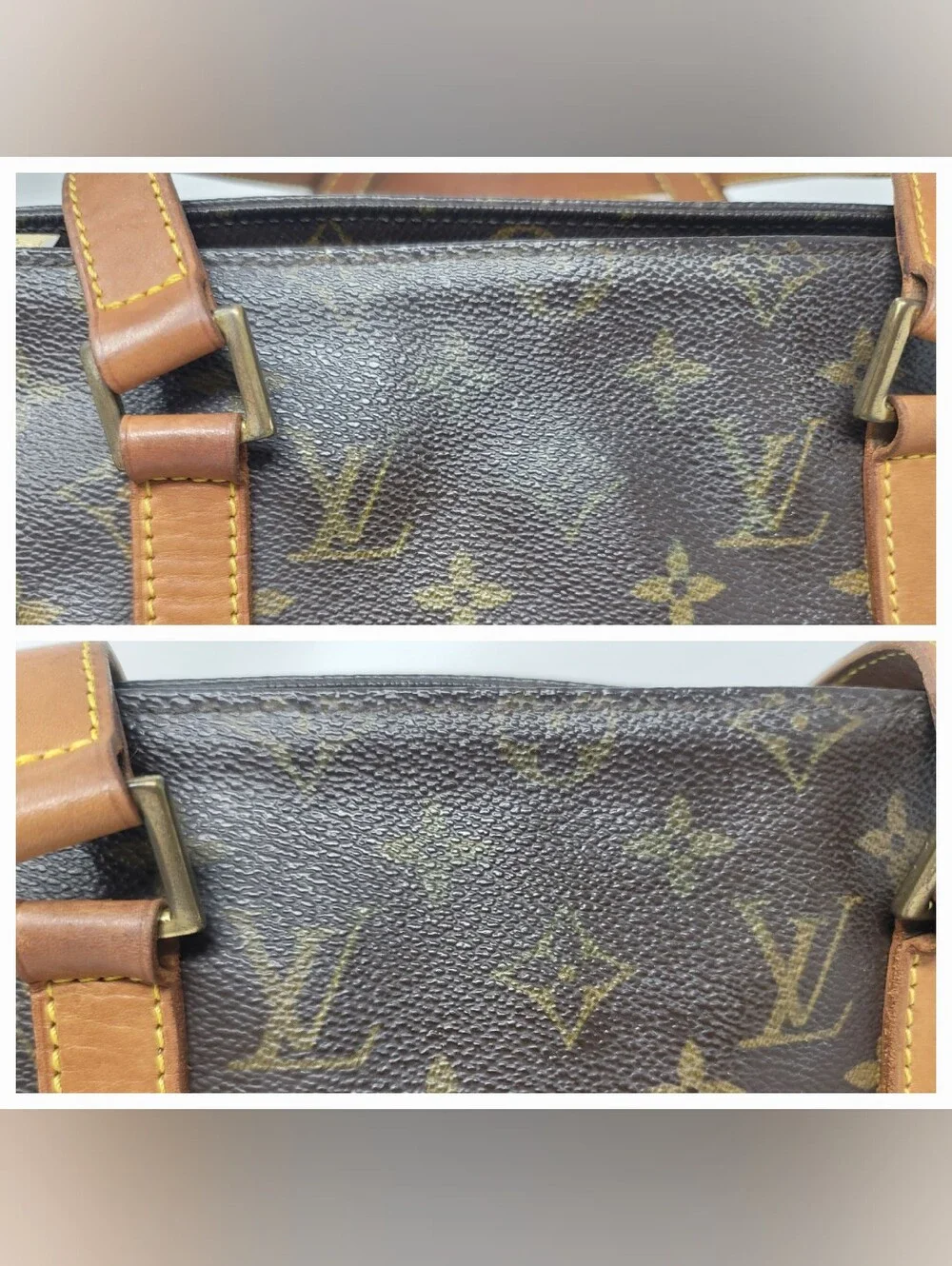 Louis Vuitton Cabas Piano Monogram Canvas Leather Shoulder Bag Authentic DU0072